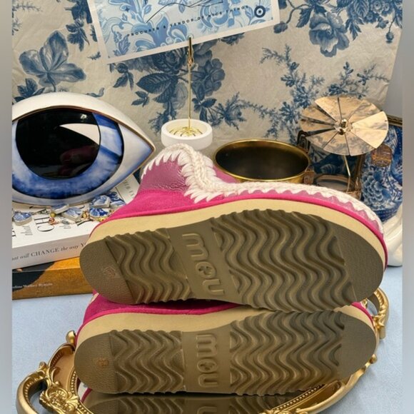 🆕 MOU 🧿 NWOT WOB Metallic & Glitter Pink Eskimo Ankle Boot, Sz EU 38 - Picture 10 of 12